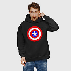 Толстовка оверсайз мужская Captain America logo, цвет: черный — фото 2