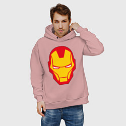 Толстовка оверсайз мужская Iron man logo, цвет: пыльно-розовый — фото 2