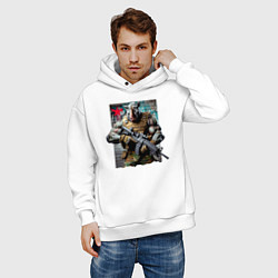 Толстовка оверсайз мужская Cool rhino - special forces, цвет: белый — фото 2