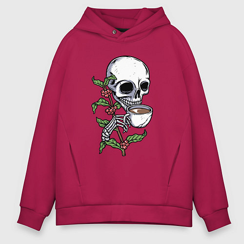 Мужское худи оверсайз Кофейный череп / Маджента – фото 1