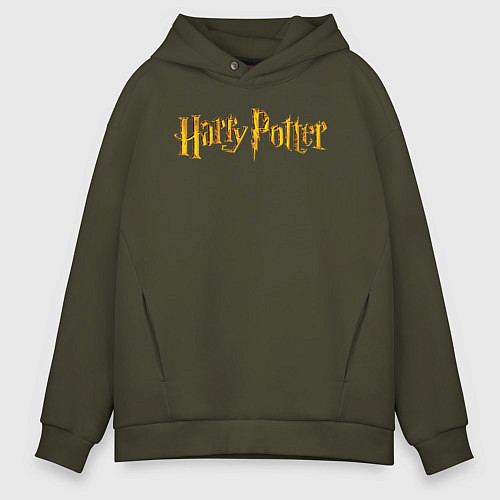 Мужское худи оверсайз Harry Potter golden logo / Хаки – фото 1