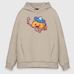 Толстовка оверсайз мужская Мексиканский такос, цвет: миндальный