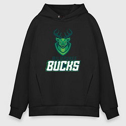 Толстовка оверсайз мужская Milwaukee Bucks NBA, цвет: черный