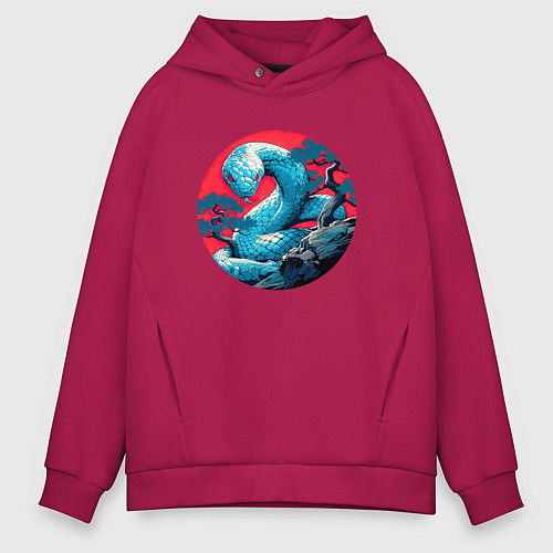 Мужское худи оверсайз Japan serpent / Маджента – фото 1