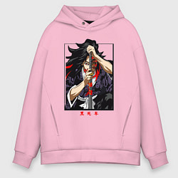 Толстовка оверсайз мужская Клинок, рассекающий демонов Кокушибо, цвет: светло-розовый