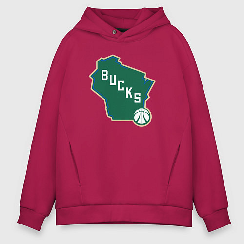 Мужское худи оверсайз Bucks team / Маджента – фото 1