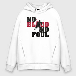 Толстовка оверсайз мужская Хоккей - нет крови нет фола, цвет: белый