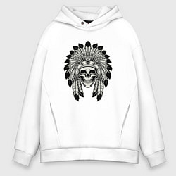 Толстовка оверсайз мужская Skull indian, цвет: белый