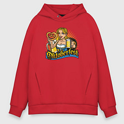 Толстовка оверсайз мужская Oktoberfest girl, цвет: красный