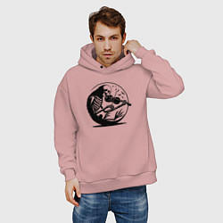 Толстовка оверсайз мужская Скелет скрипач, цвет: пыльно-розовый — фото 2