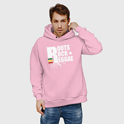 Толстовка оверсайз мужская Roots reggae, цвет: светло-розовый — фото 2