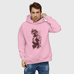 Толстовка оверсайз мужская Кибернетический самурай, цвет: светло-розовый — фото 2