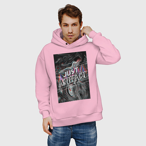 Мужское худи оверсайз Just Artefact / Светло-розовый – фото 3