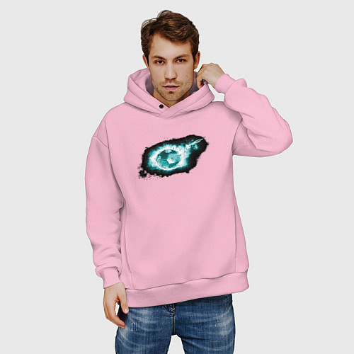 Мужское худи оверсайз Горящий мяч / Светло-розовый – фото 3