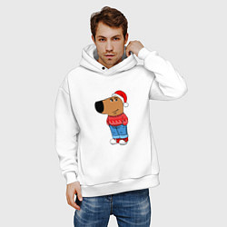 Толстовка оверсайз мужская Чиловый парень- новогодний, цвет: белый — фото 2