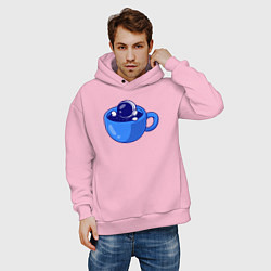 Толстовка оверсайз мужская Космос в кружке, цвет: светло-розовый — фото 2