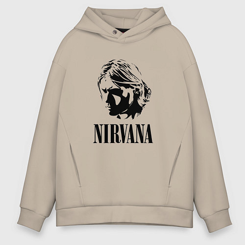 Мужское худи оверсайз Грандж Нирвана Курт Кобейн / Миндальный – фото 1