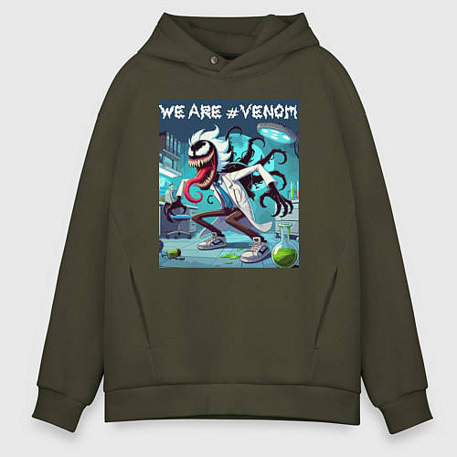 Мужское худи оверсайз Rick and Venom - ai art fantasy / Хаки – фото 1