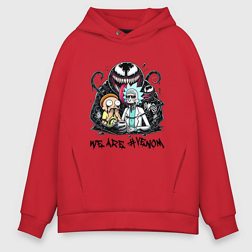 Мужское худи оверсайз Morty and Rick - we are Venom meme / Красный – фото 1