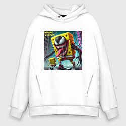 Толстовка оверсайз мужская Sponge Bob and Venom - collaboration, цвет: белый