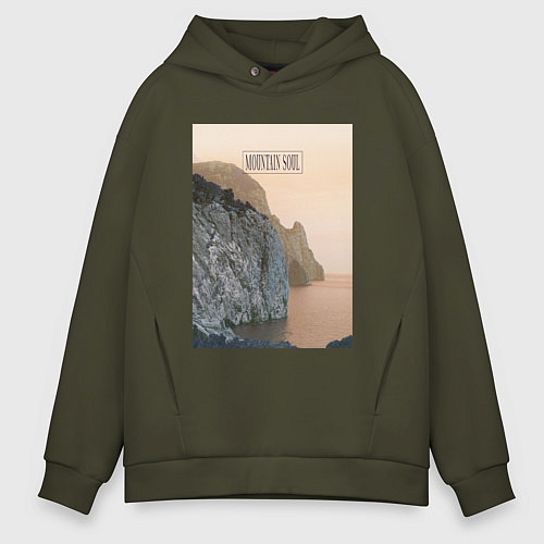 Мужское худи оверсайз Горная душа / Хаки – фото 1