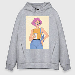 Толстовка оверсайз мужская Капучино вайб, цвет: меланж