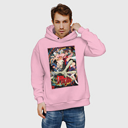 Толстовка оверсайз мужская Dandadan: All Persons, цвет: светло-розовый — фото 2