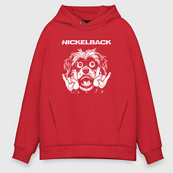 Толстовка оверсайз мужская Nickelback rock dog, цвет: красный