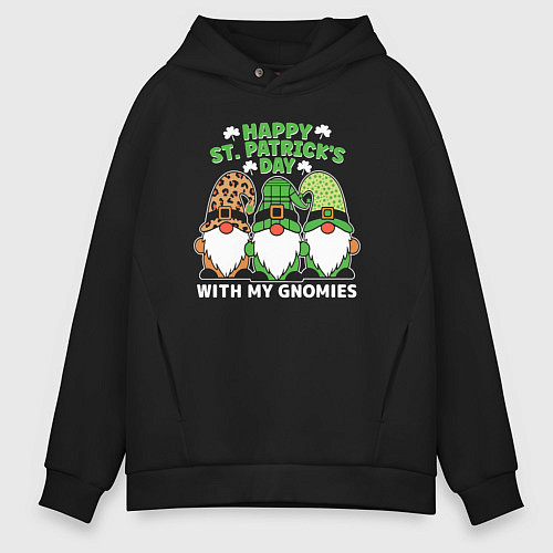 Мужское худи оверсайз Happy St Patricks day - dwarves / Черный – фото 1