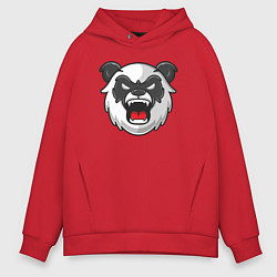 Толстовка оверсайз мужская Angry panda, цвет: красный