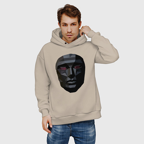 Мужское худи оверсайз Маска босса / Миндальный – фото 3