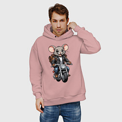 Толстовка оверсайз мужская Biker mice, цвет: пыльно-розовый — фото 2