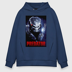 Толстовка оверсайз мужская Predator in the helmet, цвет: тёмно-синий