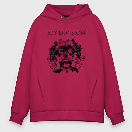 Мужское худи оверсайз Joy Division - rock dog / Маджента – фото 1