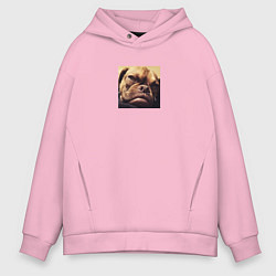 Толстовка оверсайз мужская Сердитый Песик, цвет: светло-розовый