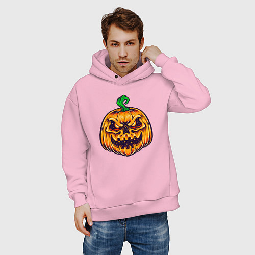 Мужское худи оверсайз Halloween pumpkin / Светло-розовый – фото 3
