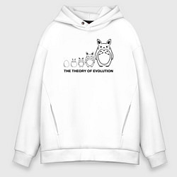 Толстовка оверсайз мужская Теория эволюции Тоторо, цвет: белый