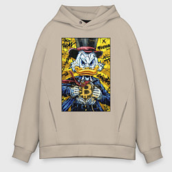 Толстовка оверсайз мужская Утиные истории - Скрудж биткоин, цвет: миндальный