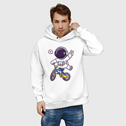 Толстовка оверсайз мужская Космонавт на велике, цвет: белый — фото 2
