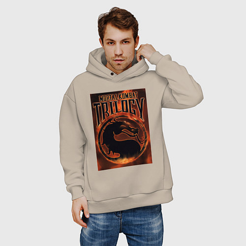 Мужское худи оверсайз Mortal kombat trilogy / Миндальный – фото 3