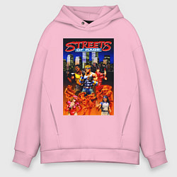 Толстовка оверсайз мужская Streets of rage - bare knuckle, цвет: светло-розовый