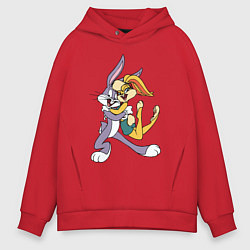 Толстовка оверсайз мужская Bugs Bunny - Lola Bunny, цвет: красный