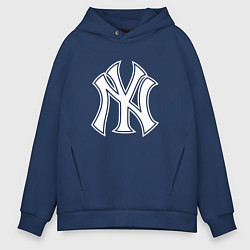 Толстовка оверсайз мужская New York yankees - baseball logo, цвет: тёмно-синий