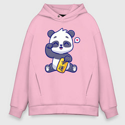 Толстовка оверсайз мужская Cute panda, цвет: светло-розовый