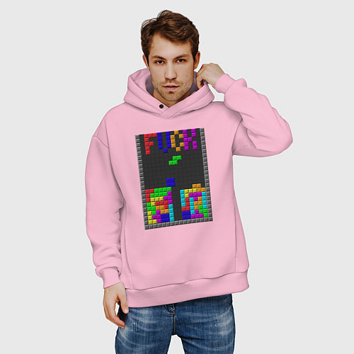 Мужское худи оверсайз Tetris / Светло-розовый – фото 3