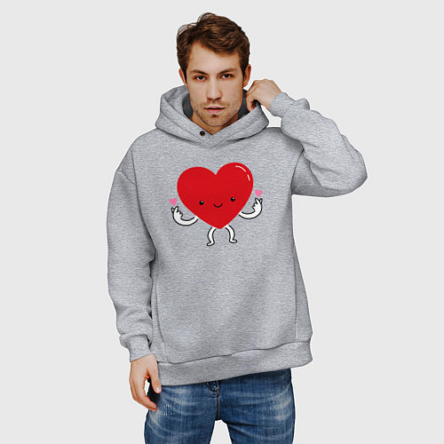 Мужское худи оверсайз Сердечное сердечко / Меланж – фото 3