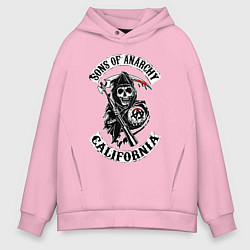Толстовка оверсайз мужская Sons of anarchy - logo, цвет: светло-розовый