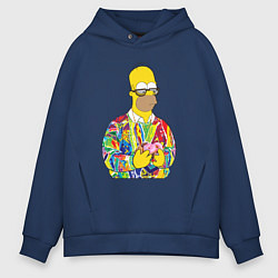 Толстовка оверсайз мужская Красочный Гомер, цвет: тёмно-синий