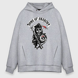 Толстовка оверсайз мужская Sons of anarchy - логотип, цвет: меланж