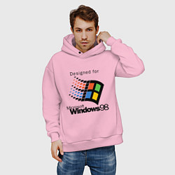 Толстовка оверсайз мужская Предназначен для windows 98, цвет: светло-розовый — фото 2
